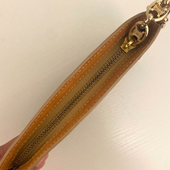 Celine Suede and Leather Clutch Purse with Gold Chain Strap - Picture 6 of 7